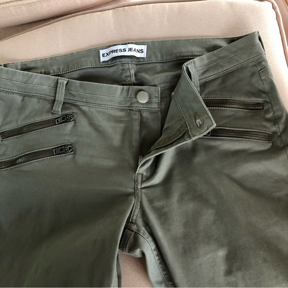 Express Jeans Ankle Low Rise Stella Army Green Leggings 14 - Picture 9 of 12